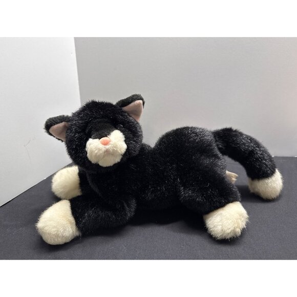 First & Main Cat Sebastian Black White Kitty Plush Stuffed Animal 11” Vintage - Picture 1 of 6